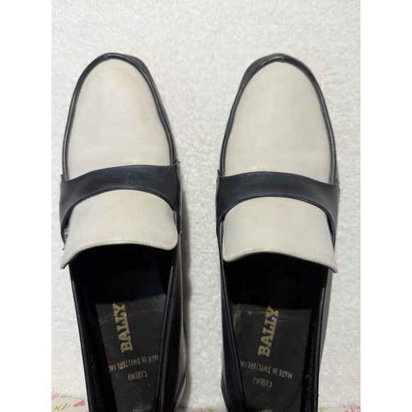 Bally Careno Men’s Leather Loafers Black And Off White Slip-On Shoes Size 8.5 main image 5